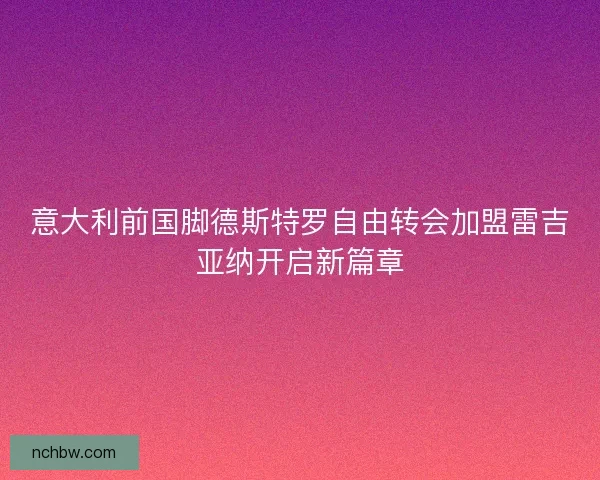 意大利前国脚德斯特罗自由转会加盟雷吉亚纳开启新篇章