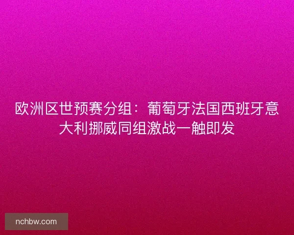 欧洲区世预赛分组：葡萄牙法国西班牙意大利挪威同组激战一触即发